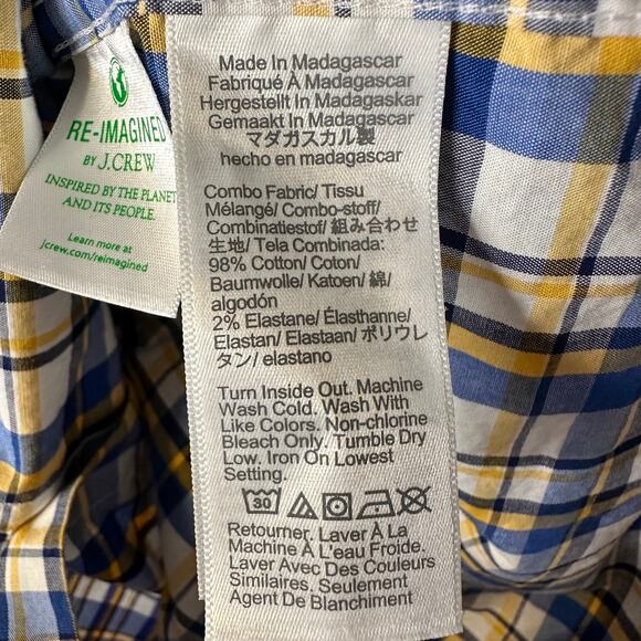 J.CREW Flex Washed Blue Yellow Slim Men's Button Down Shirt Medium - Picture 6 of 6